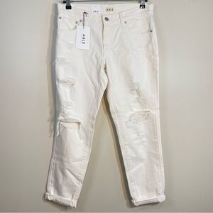 NWT Able Slouch White Jeans Lucely Wash Distressed Boyfriend Fit Size Womens 27